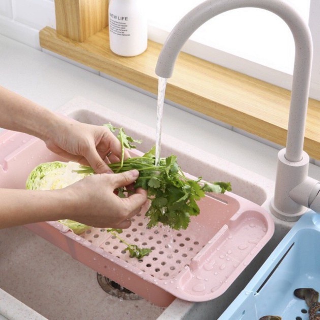 Rổ gác bồn rửa bát thông minh gấp gọn có thể điều chỉnh kích thước gài bồn rửa chén siêu tiện dụng - Gia Dụng Anh Thu