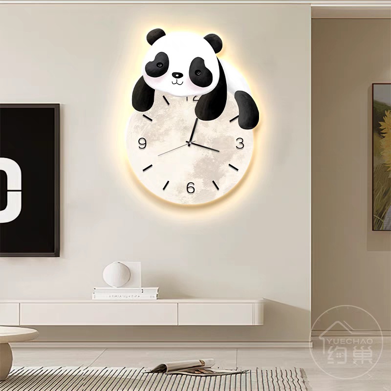 Đồng Hồ 3D Đèn LED Gấu Trúc Đáng Yêu Trang Trí Nhà Cửa, Cửa Hàng, Nhà Trẻ, Quà Tặng Người Thân