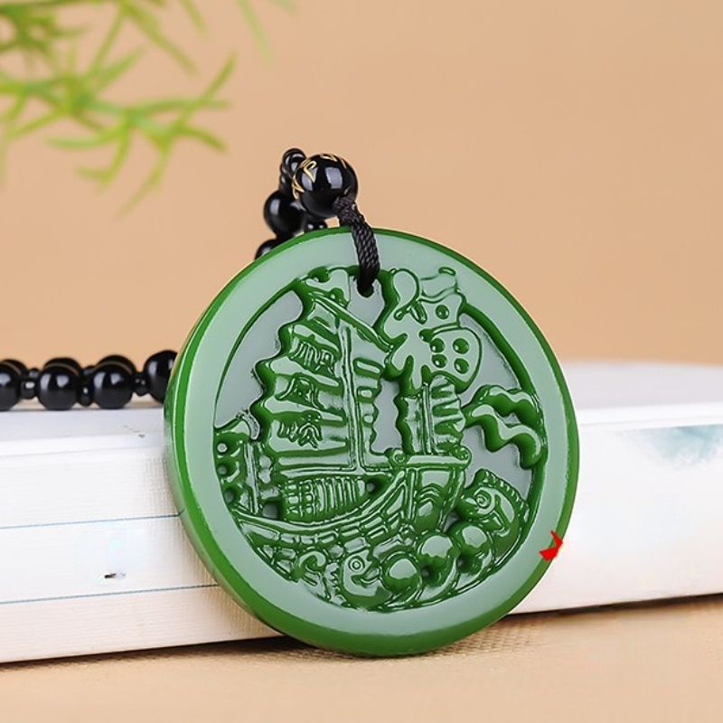 Pinach Mặt Dây Chuyền Hình Nhân Vật Thuyền Buồm Màu Xanh Ngọc Bích Phong Cách Unisex