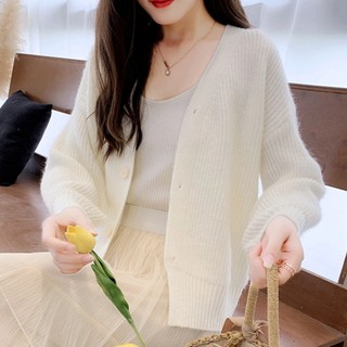 Áo Khoác cardigan Dệt Kim Tay Dài Dáng Rộng Mềm Mại Phong Cách Hàn Quốc Thời Trang Thu Đông