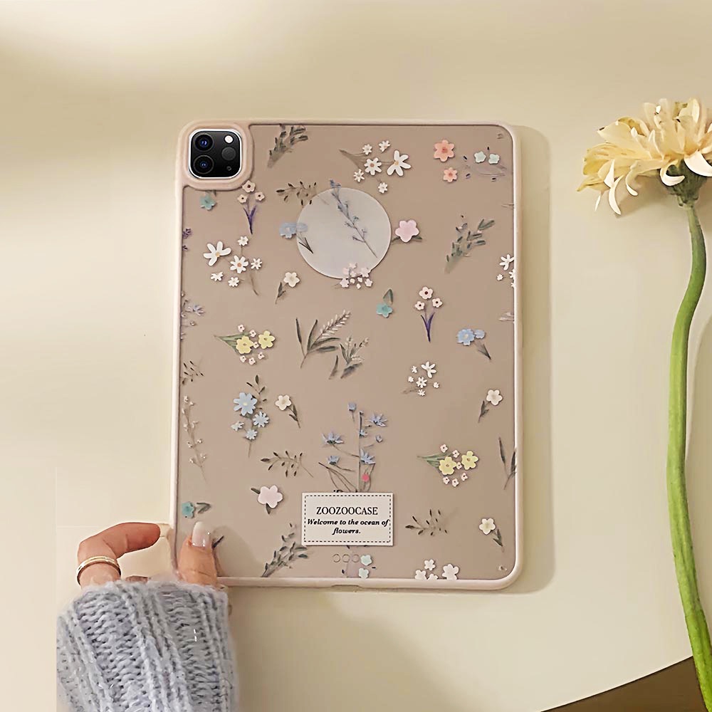 Vỏ cứng Acrylic Hồng Hoa Nhỏ Họa Tiết Bao Tương Thích Với IPad 7 8 9 10th 11th A16 Air11 Air6 Air3 Air4 Air5 10.9 "Pro10.5 10.2" Pro11