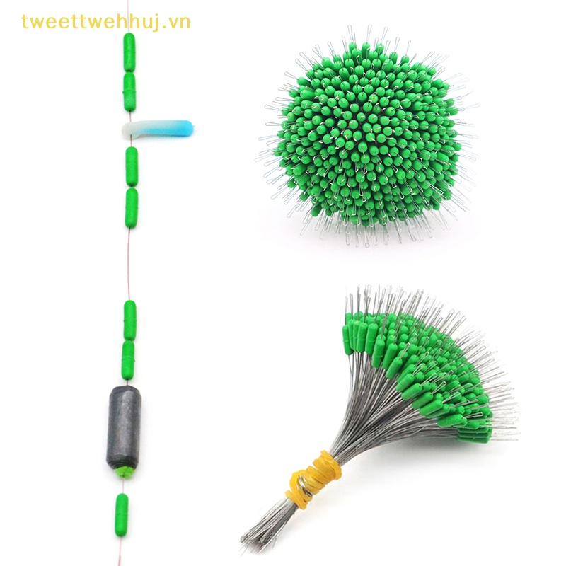 Tweehuj Set 300 Phụ Kiện Hạt silicon Màu Đen Chặn Dây Câu Cá vn