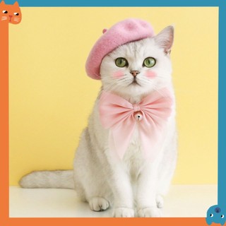 Mũ beret Mềm Mại Dễ Thương Có Chuông Và Nơ Tùy Chỉnh Cho Thú Cưng