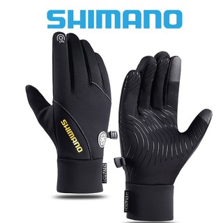 Mới Shimano Mùa Thu Ngoài Trời Nam Găng Tay Câu Cá Chống Thấm Nước Màn Hình Cảm Ứng Dày Plus Lông Cừu Chống Trơn Trượt Full Ngón Tay Găng Tay Câu Cá Nam
