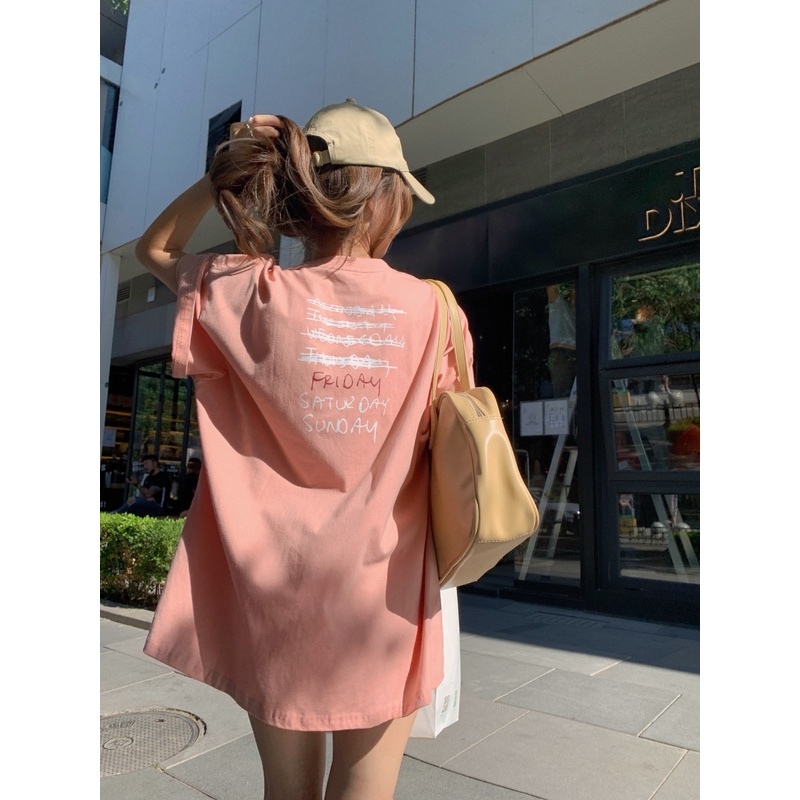 Suxi Phong Cách Hàn Quốc Tối Giản In Hình Cotton Thời Trang Rời Cổ Tròn Quá Khổ Áo Thun Tay Ngắn 20240111
