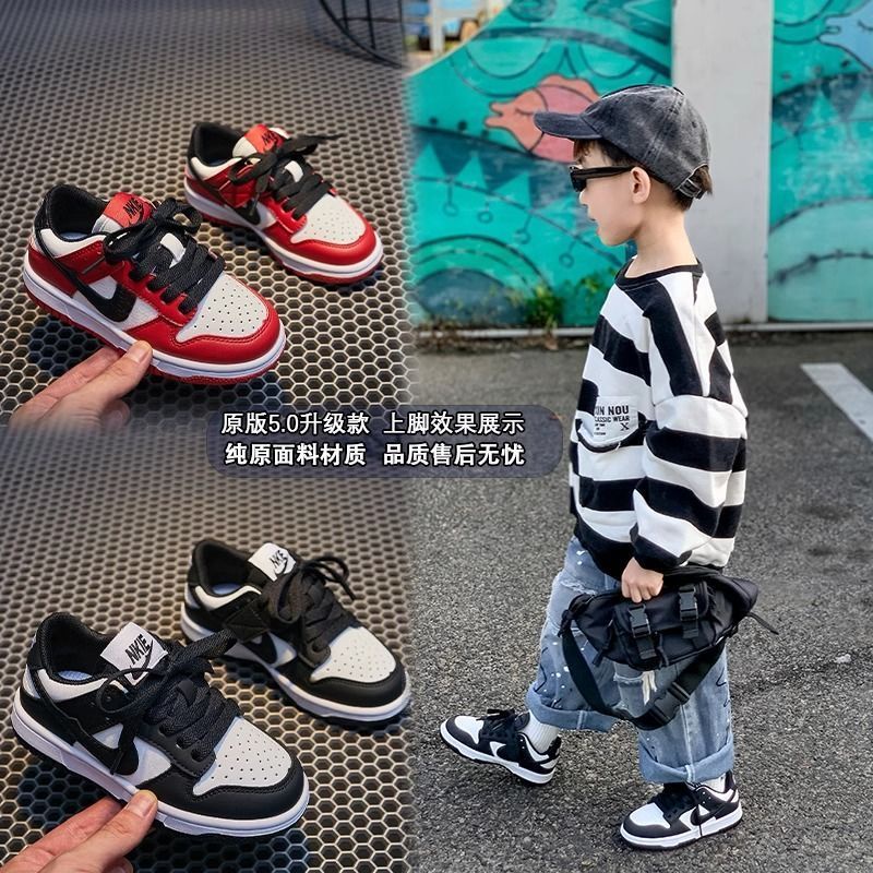 Hàng Có Sẵn Giày Thể Thao AJ Dễ Phối Đồ Phong Cách Mới Mùa Thu Màu Trắng Đen Đơn Giản Dành Cho Bé Trai Bé Gái