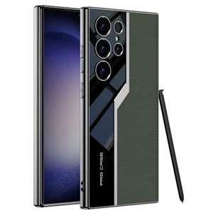 Ốp Điện Thoại TPU Mềm + Da Màu Trơn Mạ Điện Sang Trọng Cho Samsung Galaxy S25 S24 S23 Ultra