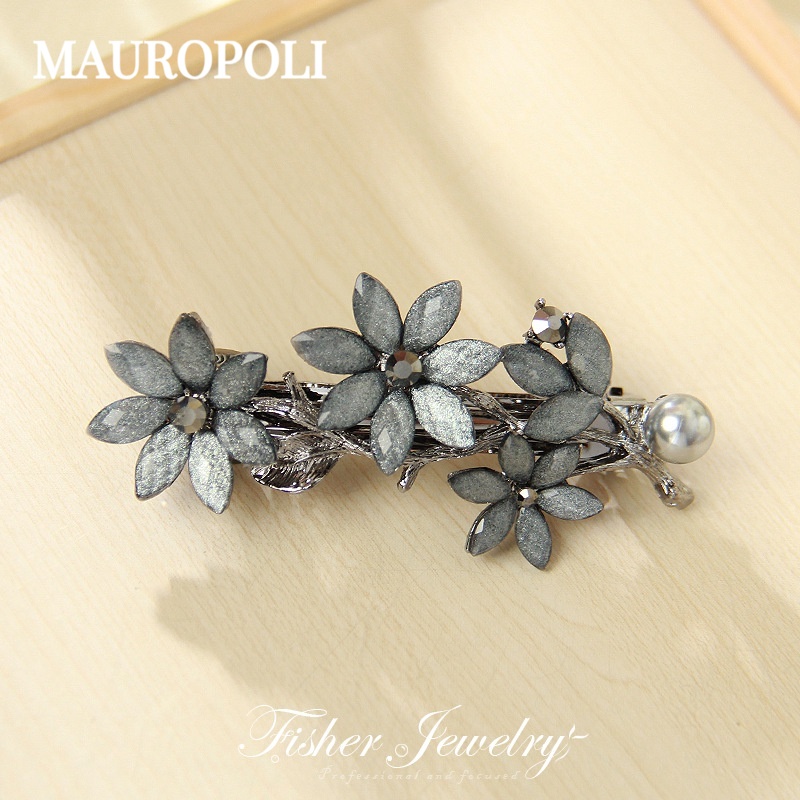 Mauropoli [Hàng Có Sẵn] Kẹp Tóc Đuôi Ngựa Đính Đá Nhiều Màu Phong Cách retro Cao Cấp Dành Cho Nữ