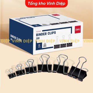 Kẹp Giấy Tài Liệu Deli - 12 Chiếc Kẹp Bướm Văn Phòng Phẩm Học Sinh - Nhiều Kích Thước