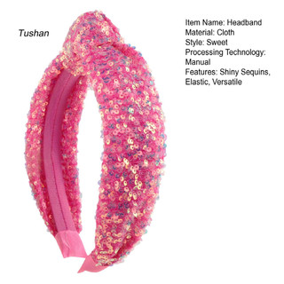 [Ts] Shimmering Rainbow Sequin Phụ kiện tóc Băng đô đế màu hồng cho bé gái Băng đô thắt nút cầu vồng đầy màu sắc cho bé gái Phụ kiện tóc lấp lánh cho sinh nhật Đông Nam