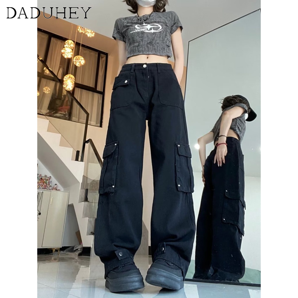 Ảnh DaDuHey New American Ins High Street Retro Casual Pants Niche High Waist Wide Leg Pants plus Size Trousers 2