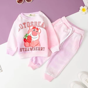 Bộ vải nỉ bông bé gái LITIBABY màu loang cho bé 9kg - 27kg