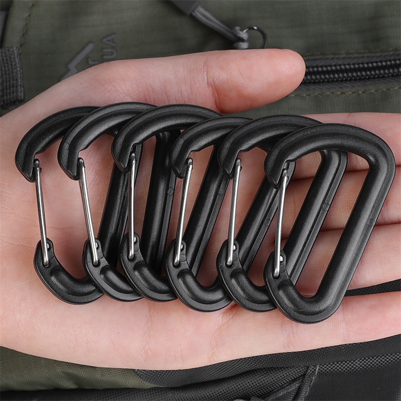 1 / 5 Cái Kẹp Carabiner Hình Chữ D Màu Đen / Móc kết nối dây lều đa chức năng / Ba lô cắm trại ngoài trời Khóa chống trộm / Khóa núi bền