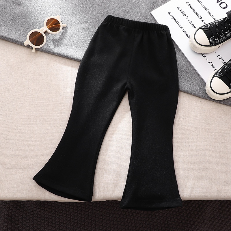 Quần Legging Bé Gái Thu Đông Phiên Bản Hàn Quốc Quần Legging Trẻ Em Trung Nhỏ Trẻ Em Quần loe Eo Phẳng Ấm Áp Bé Gái Micro loe Quần 36DL
