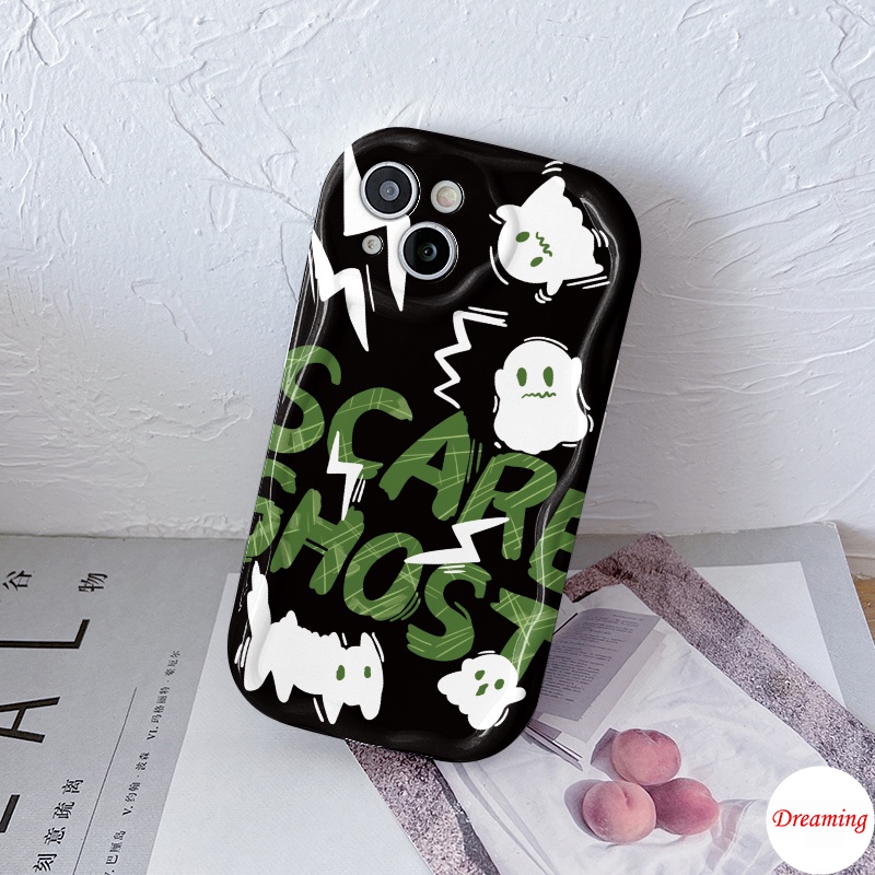 Ốp Lưng Cho OPPO Reno 11F 11 10 5 4 Pro Plus 8T 8Z 7Z 6Z 5F 4F F11 A73 A98 A95 A94 A93 A78 A74 Kem Vồng Cong Edge Motif Đen Trắng Ma