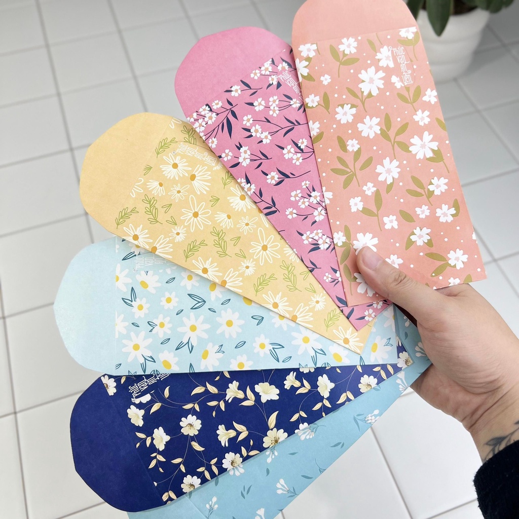 SET GX008 - Bao lì xì cao cấp của Gác Xép họa tiết hoa văn chất liệu Kraft nhật nhập khẩu Tết 2024