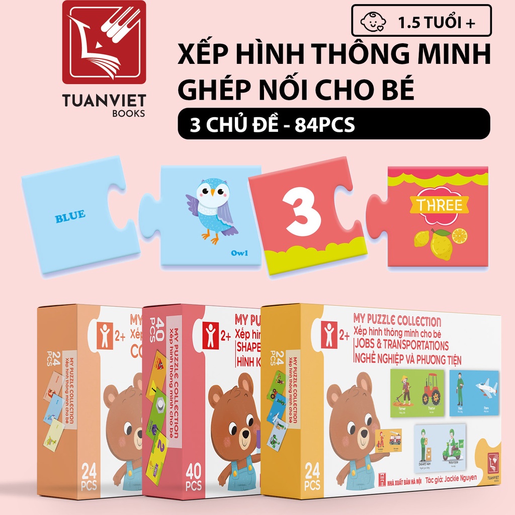 Đồ chơi Xếp hình Ghép Nối Thông Minh TuanViet Books Cho Bé từ 1,5+ - 6 hộp chủ đề