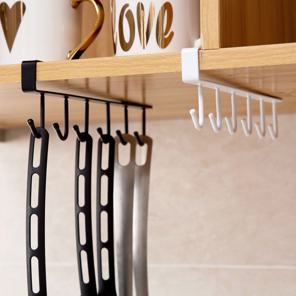 Giá sỉ - Móc treo đa năng, Móc treo đồ đa năng gắn cài kẹp dưới tủ bếp quần áo kệ bàn để cốc ly dụng - FETA