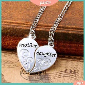 Set 2 Vòng cổ Mặt Trái Tim Ghép Đôi Cho Mẹ Và Con Gái