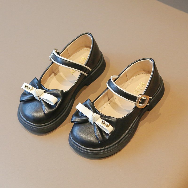 giày búp bê bé gái giày bệt cho bé da bóng nơ xin xắn êm chân chống trượt MG BABY có size đại đen trắng công chúa BB8809