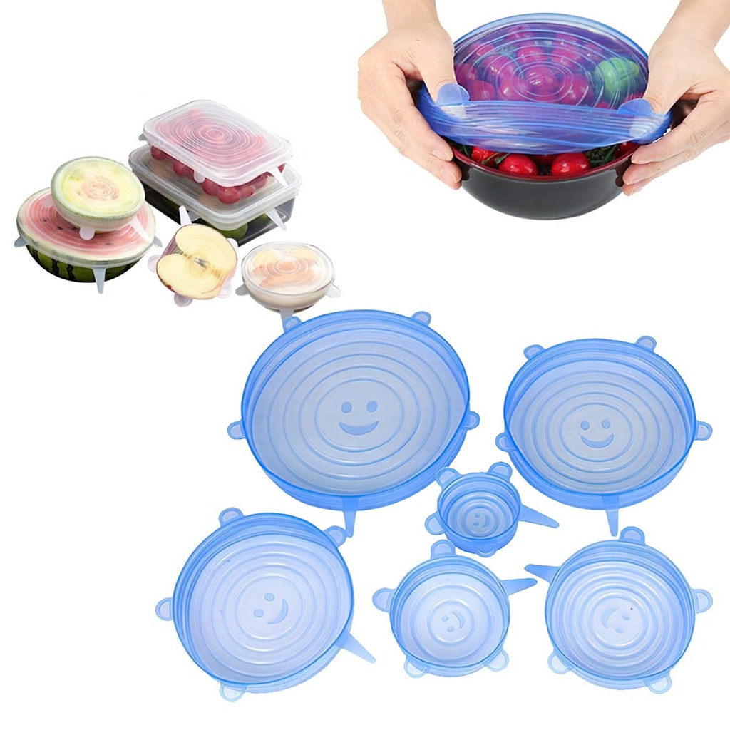Giá sỉ - BỘ 6 nắp silicon đậy thực phẩm tái sử dụng tiện lợi - FETA