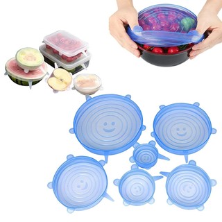Set 6 màng bọc thực phẩm silicon, Nắp đậy màng Silicon bảo quản thức ăn Dày Dặn Độ Co Giãn Tốt - SUNND