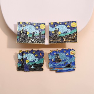 Huy Hiệu Cài Áo Kim Loại 42 Phong Cách van gogh gogh works Menamel Tranh Sơn Dầu Bầu Trời Đầy Sao Cuối Cùng Làm Quà Tặng Cho Bạn Bè