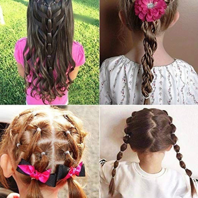 Dây cao su vô hình đàn hồi trong suốt cho bé gái Dây buộc buộc đuôi ngựa - Dây buộc tóc bện nhỏ dùng một lần