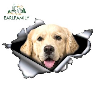 EARLFAMILY 13cm x 8.8cm Sáng Golden Retriever Miếng Dán Xe Ô Tô Torn Kim Loại Decal Dán Phản Quang Chống Thấm Nước Kiểu Dáng Xe Trang Trí