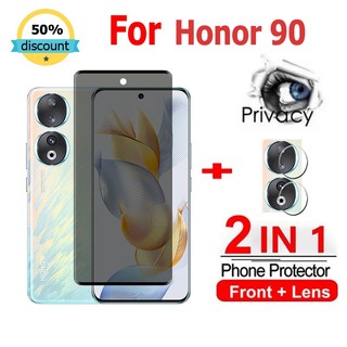 2 in 1 Kính cường lực HONOR 90 cường lực bảo vệ chống gián điệp bảo vệ màn hình phủ đầy đủ cho Honor X9a X8a X7a 70 50 90 Pro 5G X9 X8 X7 X6 Magic4 5 Pro 5G Glass Film Camera Protecto