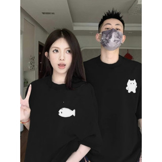 HIIXIIVI Thương Hiệu Mới 100% Cotton Unisex Áo Thun Nữ Tay Ngắn Nam Nữ Baggy Cổ Tròn Rời In Độc Đáo Cặp Đôi Tee
