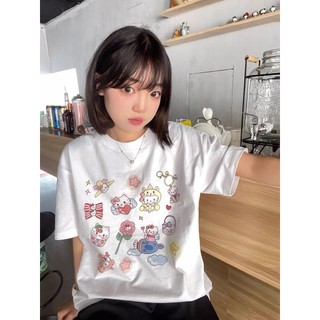 HIIXIIVI Áo thun nữ tay ngắn cổ tròn baggy in độc đáo