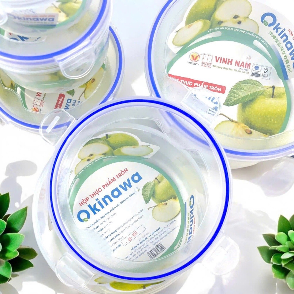 Hộp Thực Phẩm Tròn Okinawa Vinh Nam Plastic Đựng Rau Củ Quả Nhiều Kích Thước Mã 521 522 524 525