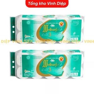 Bịch Giấy Vệ Sinh Hà Nội Xanh Hồng 4 Lớp Dây 10 Cuộn 1 Bịch Không Lõi