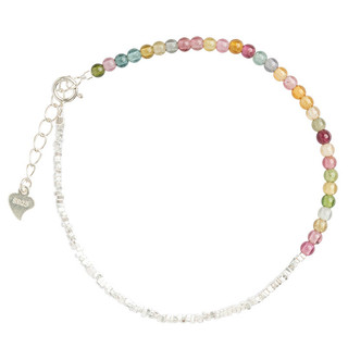 Vòng tay bạc 925 Sterling bạc tự nhiên nhỏ Tourmaline cho phụ nữ, vòng tay sang trọng nhẹ nhàng, cảm giác cao cấp tinh tế 2.12 TU5L