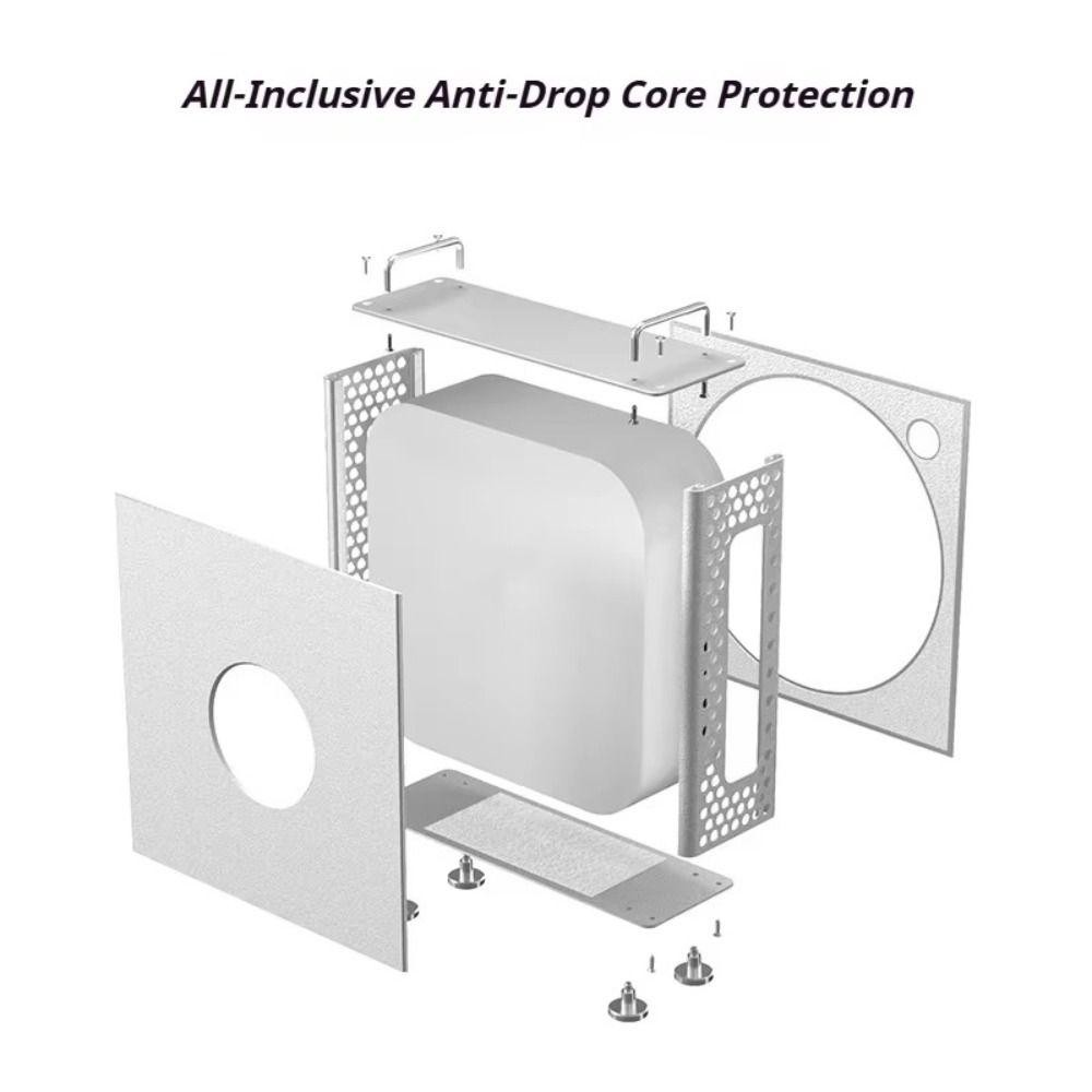 Máy tính PWSSEND, Vỏ bảo vệ chống bụi tản nhiệt, Thiết kế chống sốc 2in1 Hợp kim nhôm Giá đỡ khung gầm máy tính để bàn cho Mac Mini M4 / M4
