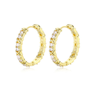 ❤ Thời Trang Chính Hãng Micro-Ind X Cross Hai Màu Khóa Tai Hoa Hồng Vàng Bông Tai Nữ Sang Trọng Phù Hợp Với Đám Cưới Trang Sức Tinh Tế