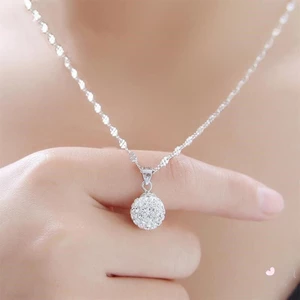 IOIIK -- Phụ Nữ Mặt Dây Chuyền Bạc Vòng Cổ Tiệc Tối Dây Chuyền Bạc Vòng Cổ