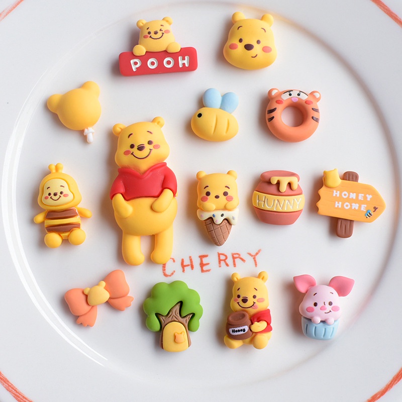 Pooh Series Khóa Phụ Kiện Giày Crocs DIY Sáng Tạo, Vỏ Điện Thoại, Phụ Kiện Mũ Tai, Chất Liệu, Có Thể Tháo Rời, Hoạt Hình