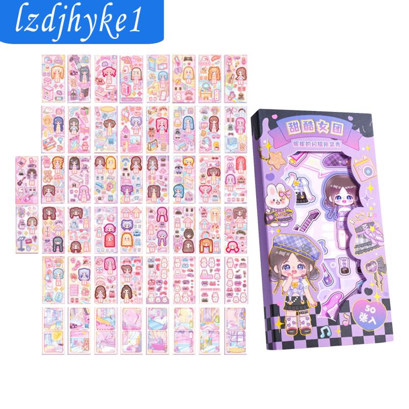 Bộ 50 sticker Dán Trang Trí Sổ Tay Hình Công Chúa
