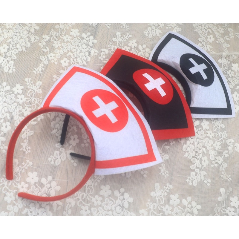 Dasbsug Cosplay Mũ Y Tá Băng Đô Dự Tiệc Trang Phục Halloween Băng Đô Tóc Phụ Kiện Tóc