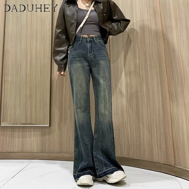 Ảnh Quần jeans DADUHEY ống loe dáng rộng lưng cao phong cách đường phố Mỹ cao cấp cỡ lớn 3