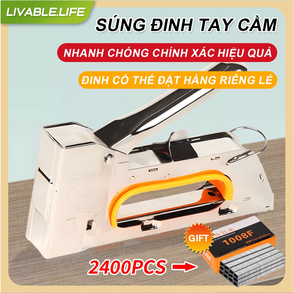 Máy bấm ghim cầm tay Súng bắn ghim Ghim vào gỗ khung tranh tường đa ...