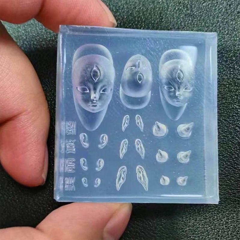 Li Silicone Móng Tay Khắc Khuôn Quỷ Sừng DIY Dập Stencils Dụng Cụ Làm Móng Tay