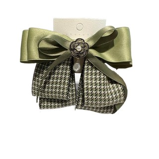 Hàn Quốc Houndstooth Nơ Kẹp Tóc Cho Nữ Phong Cách Frence Kim Cương Giả Ngọc Trai Mặt Dây Chuyền Top Kẹp Với Mùa Xuân Kẹp Mũ Phụ Kiện