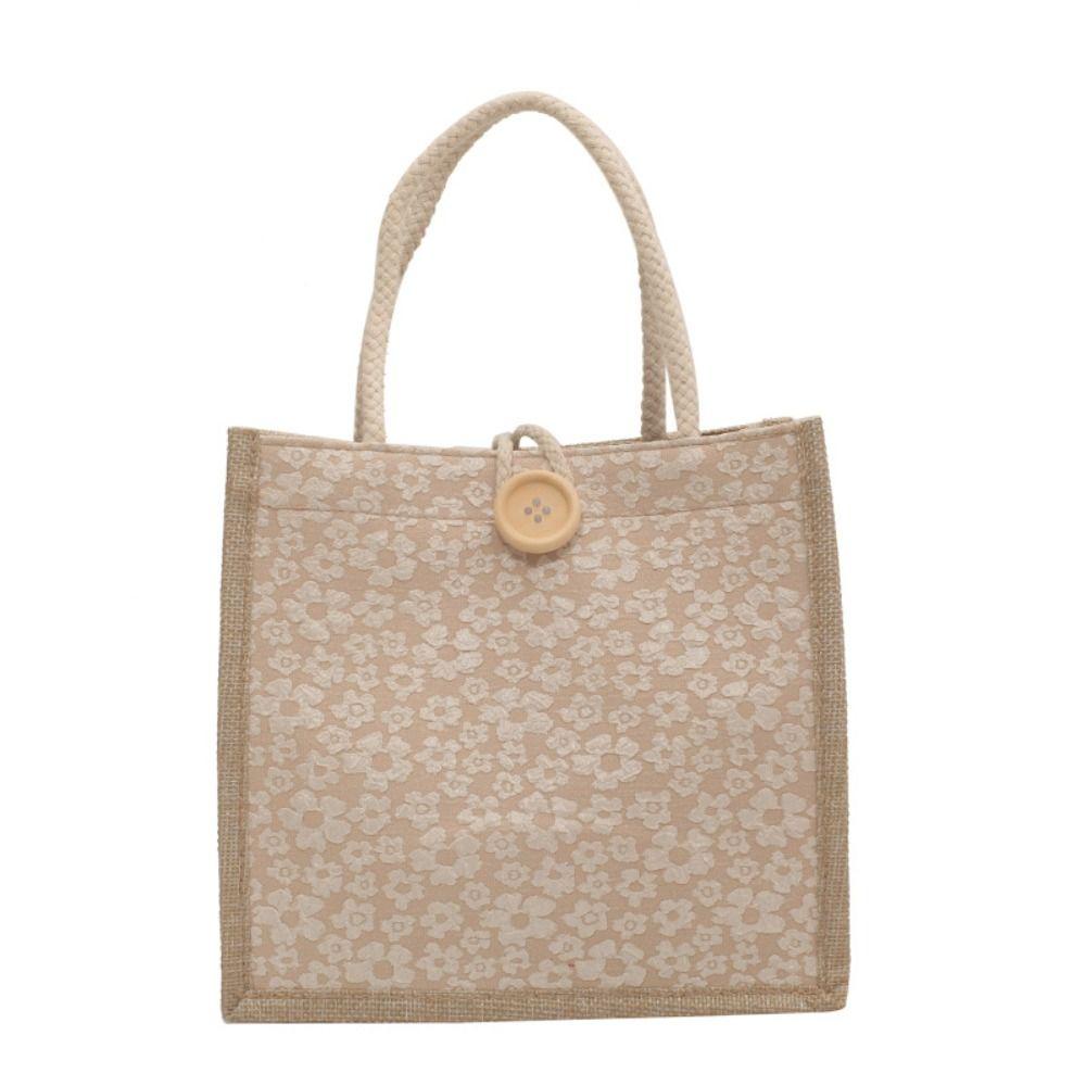 Túi Tote quà tặng CHEESELY, Túi xách cầm tay có thể tái sử dụng, Túi xách nữ vải lanh kiểu Pháp thông thường