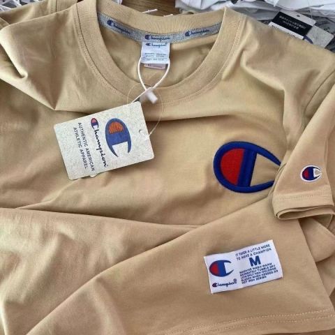 Guanda C Thêu Nguyên Chất Cotton Ngắn Tay Nam Nữ Cổ Tròn Áo Phù Hợp Với Đường Phố Mặc Cặp Đôi Cổ Áo + Thẻ