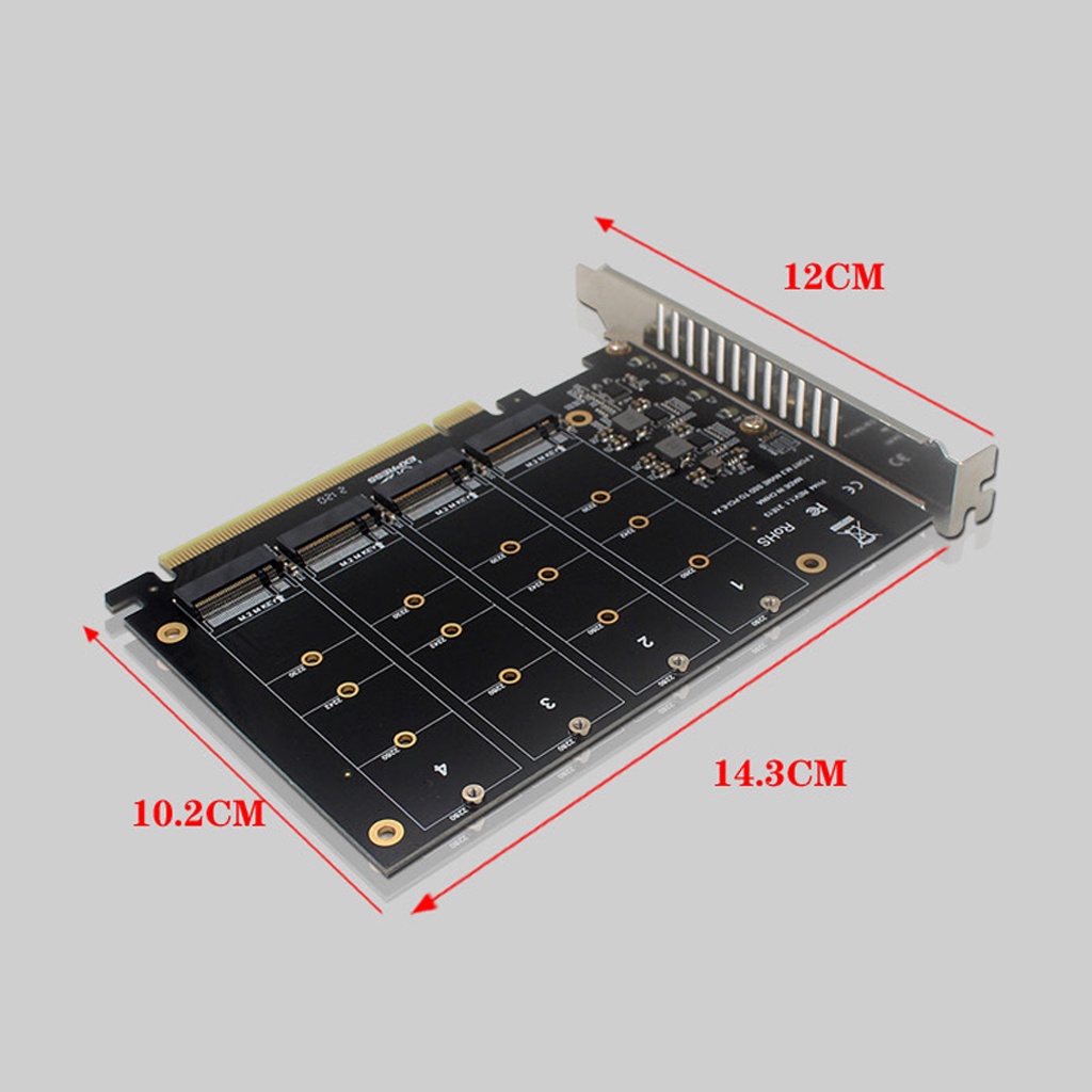 Card Chuyển Đổi Pci-E m.2 mkey 2230 2242 2260 2280 ssd raid 4 * 32gbps pcie x16 Thẻ