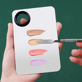Bộ Dụng Cụ Khay Thìa Trộn Tán Kem Nền Bằng Thép Chính Hãng Chống Gỉ Dễ Vệ Sinh có que trộn - SUNND