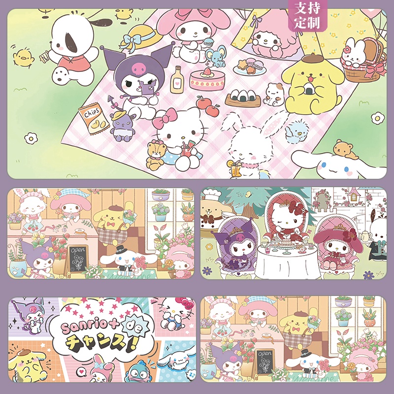 Sanrio Hoạt Hình Lớn Miếng Lót Chuột Dễ Thương Cinnamoroll Kuromi Anime Chống Trơn Trượt Miếng Lót Bàn Laptop Bàn Phím Thảm